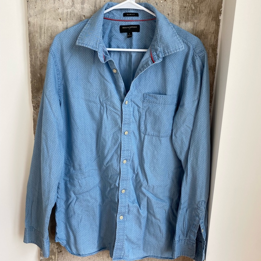 Chambray Dotted Button-down
